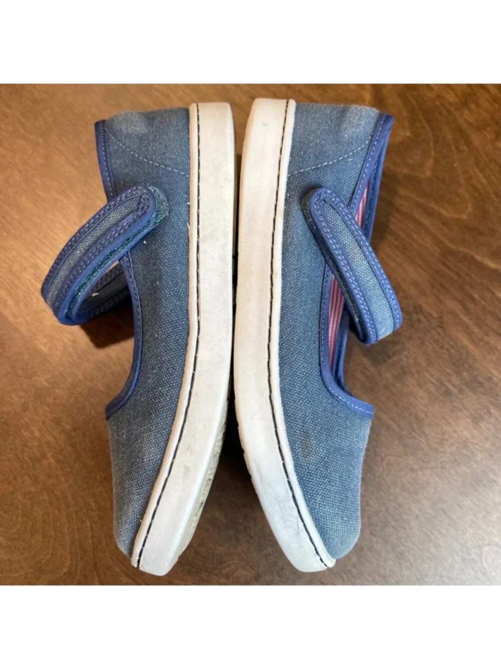 L'amour Jenna Mary‎ Jane Flat Girls Size 13 Chambray Blue Hook and Loop Closure